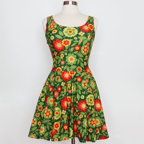 Kate Gabrielle retro Christmas floral sample dress size Small - Picture 1 of 2